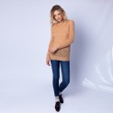 Pull long en mohair ajouré - Emeline 6349 camel - 46 marron clair