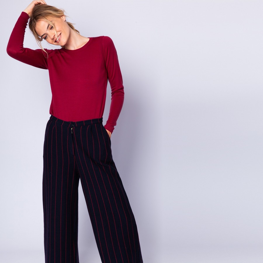 Wool and cotton trousers with tennis stripes - Etienne