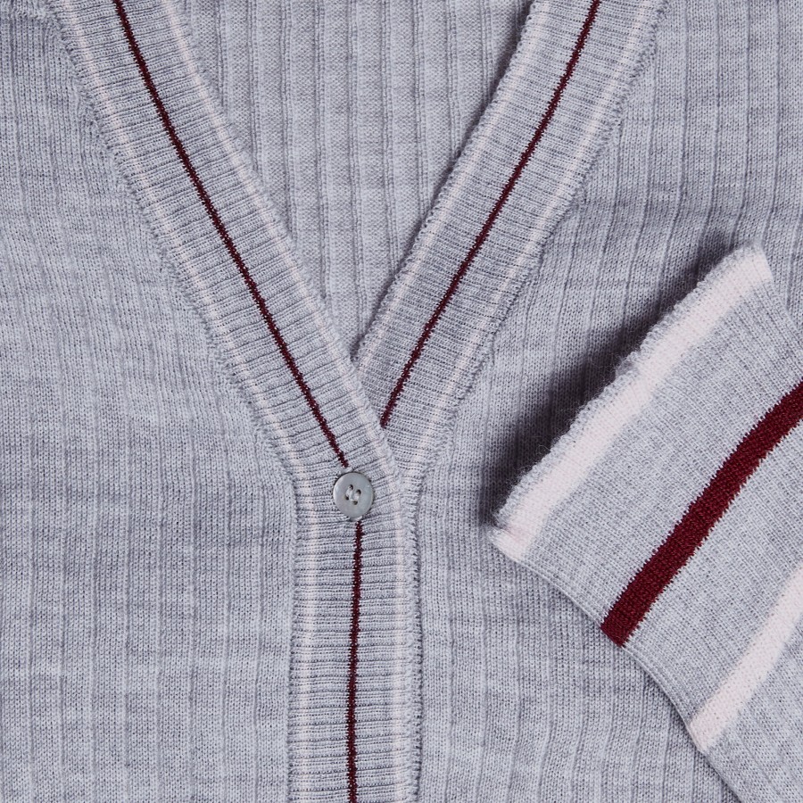 Gilet en laine côtelée - Emblème 6350 glace nude cerise - 81 gris pale