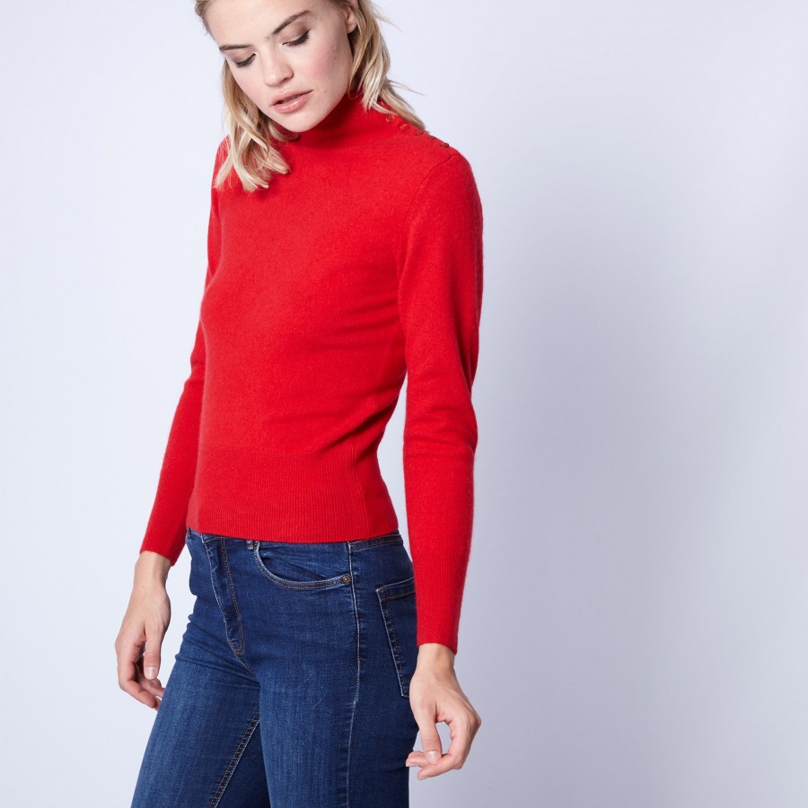 Pull en cachemire col montant Pigalle 6181 imperial - 52 rouge