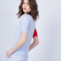 T-shirt bicolore col V - Jackie 6449 celeste vermillon - 04 bleu clair