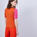 T-shirt bicolore col V - Jackie 6552 tangerine fushia - 15 orange