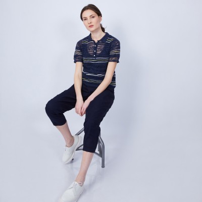Striped T-shirt with polo collar - JUMELLE