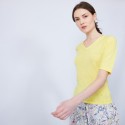 T-shirt uni col V - Mae 6461 acacia - 08 jaune