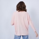 T-shirt ample col V - Malou 6485 blush - 24 rose clair