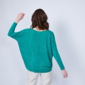 T-shirt ample col V - Malou 6450 tropique - 21 vert foncé