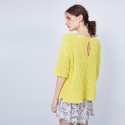 Petit pull en coton manches courtes - Marcelin 6461 acacia - 08 jaune