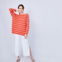 Pull rayé col rond - Mariah 6530 ardent or - 15 Orange
