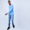 Pull col V en laine et soie - Lessie 6441 calypso - 06 Bleu moyen
