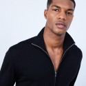 Gilet col montant zippé en laine mérinos - Liacre 6410 noir - 01 Noir