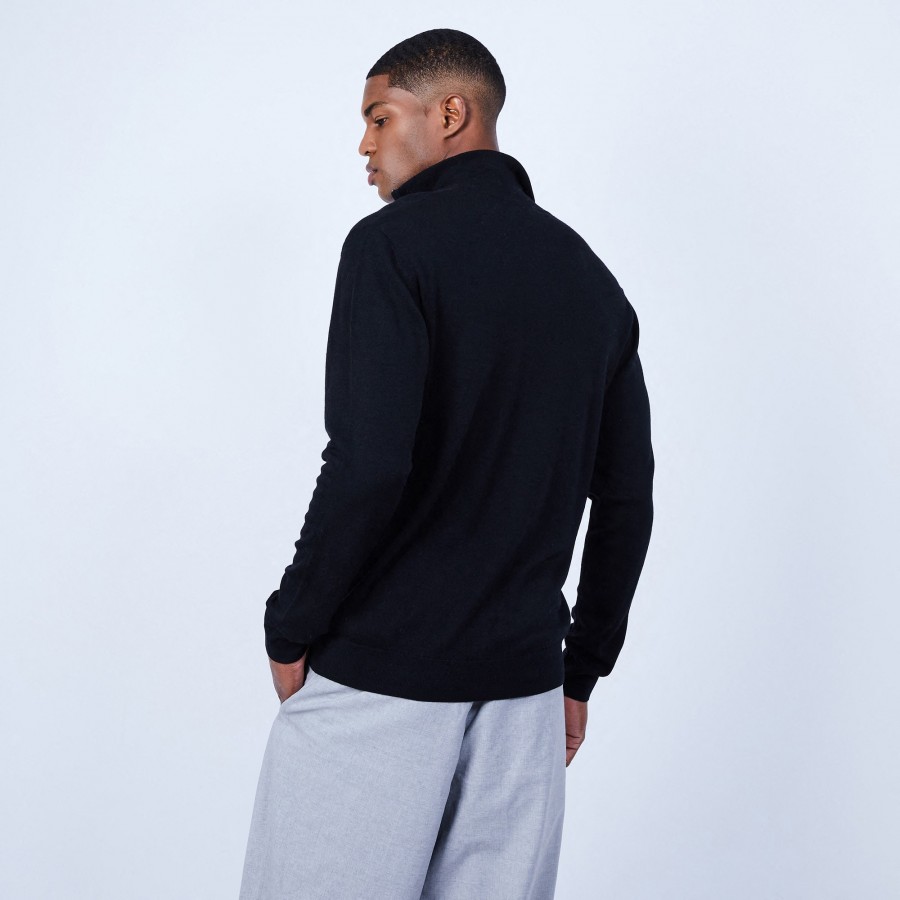 Gilet col montant zippé en laine mérinos - Estian