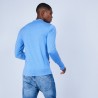 Pull col polo en laine et soie - Lume 6441 calypso - 06 Bleu moyen