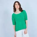 Petit pull en coton manches courtes - Marcelin 6450 Tropique - 21 vert foncé