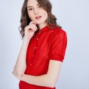 T-shirt col polo en soie - Jourdan 6480 Vermillon - 52 rouge