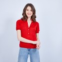 T-shirt col polo en soie - Jourdan 6480 Vermillon - 52 rouge