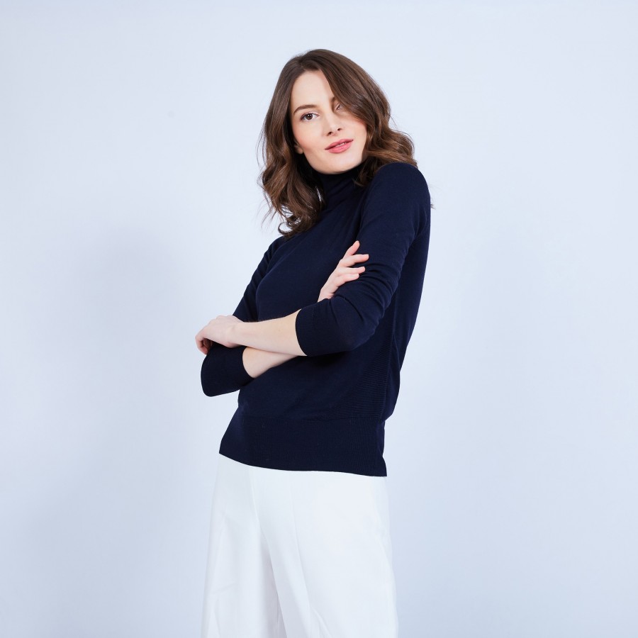 Polo neck jumper in merino wool - Elisaa