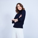 Pull col roulé en laine mérinos - Elisa 6040 marine - 05 bleu marine
