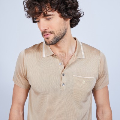 Short-sleeved polo shirt in Fil Lumière - LUCAS
