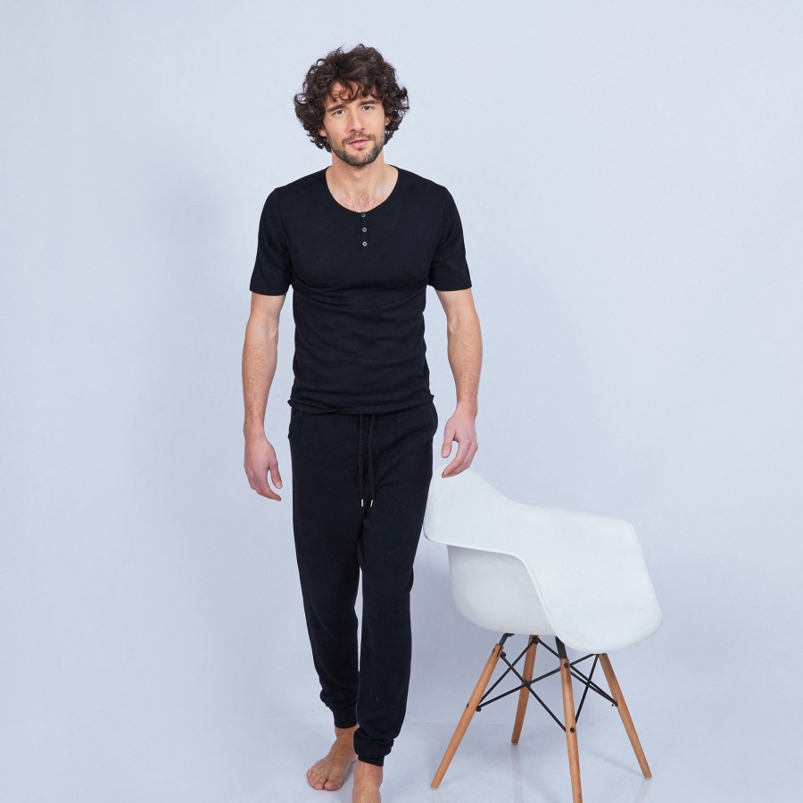Cotton and cashmere T-shirt with Tunisian collar - Harumi