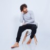 Pull col tunisien en cachemire - Henry 6350 glace - 11 Gris clair