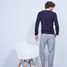 Pull ras du cou en coton cachemire - Hizoka 6440 marine - 05 Bleu marine