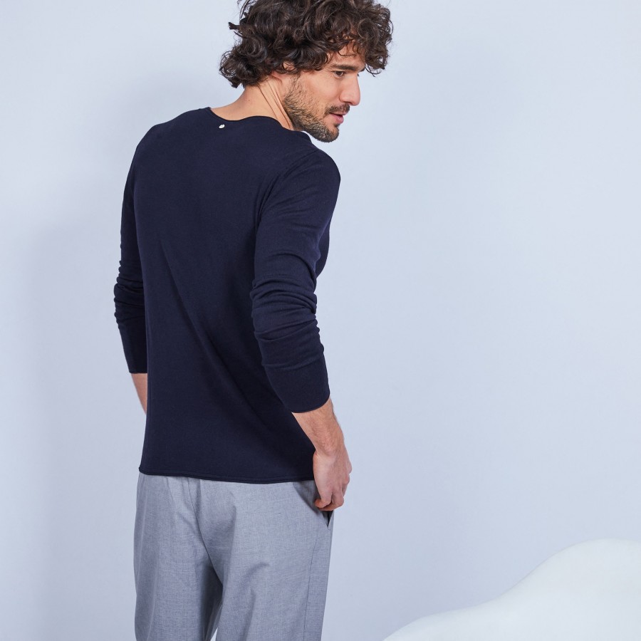 Cotton and cashmere Henley jumper - Honura