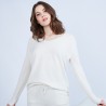 Pull en cachemire col V - Happy 6360 perle - 82 écru