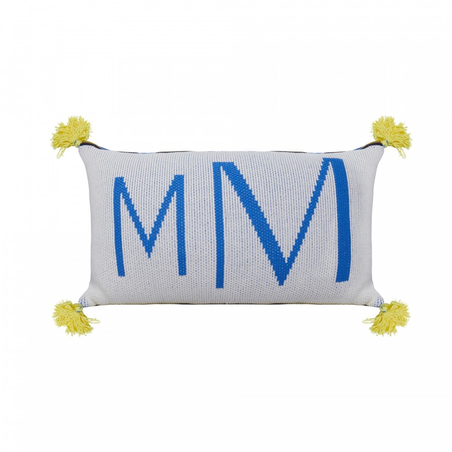 Coussin avec logo en coton bio - Klara 6583 blanc bleuet mimosa - 04 Bleu clair