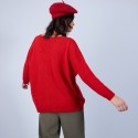Pull ample col V en laine et soie - Baba 6680 ecarlate - 52 Rouge