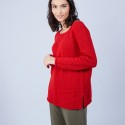 Pull en laine et soie poche avant - Bajira 6680 ecarlate - 52 Rouge