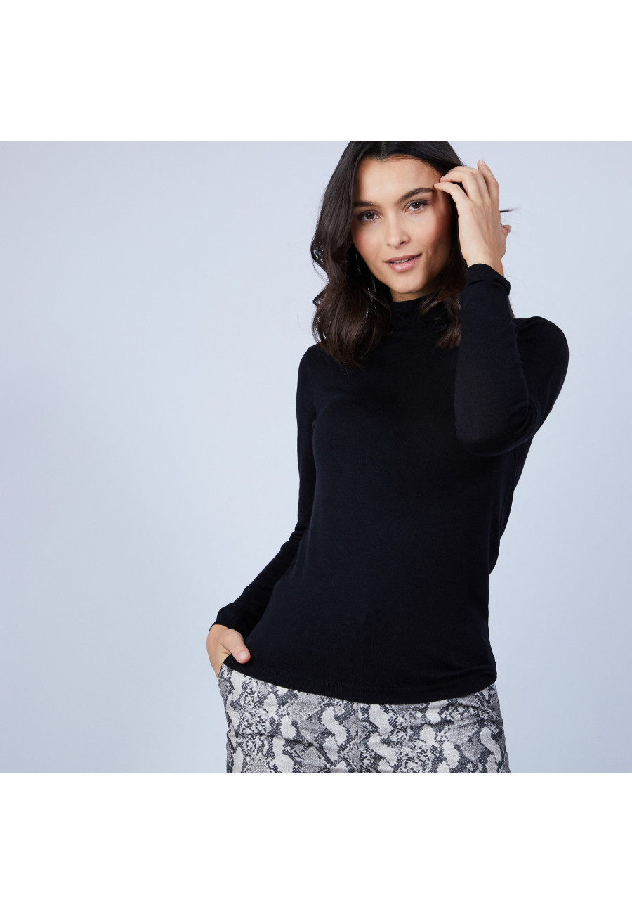 Roll-neck jumper in merino wool - Beha