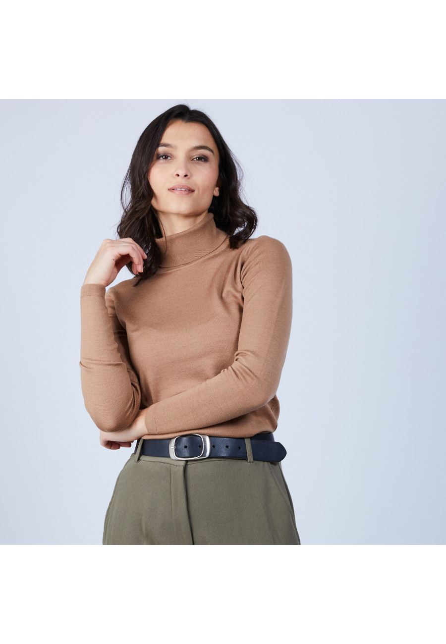 Roll-neck jumper in merino wool - Beha