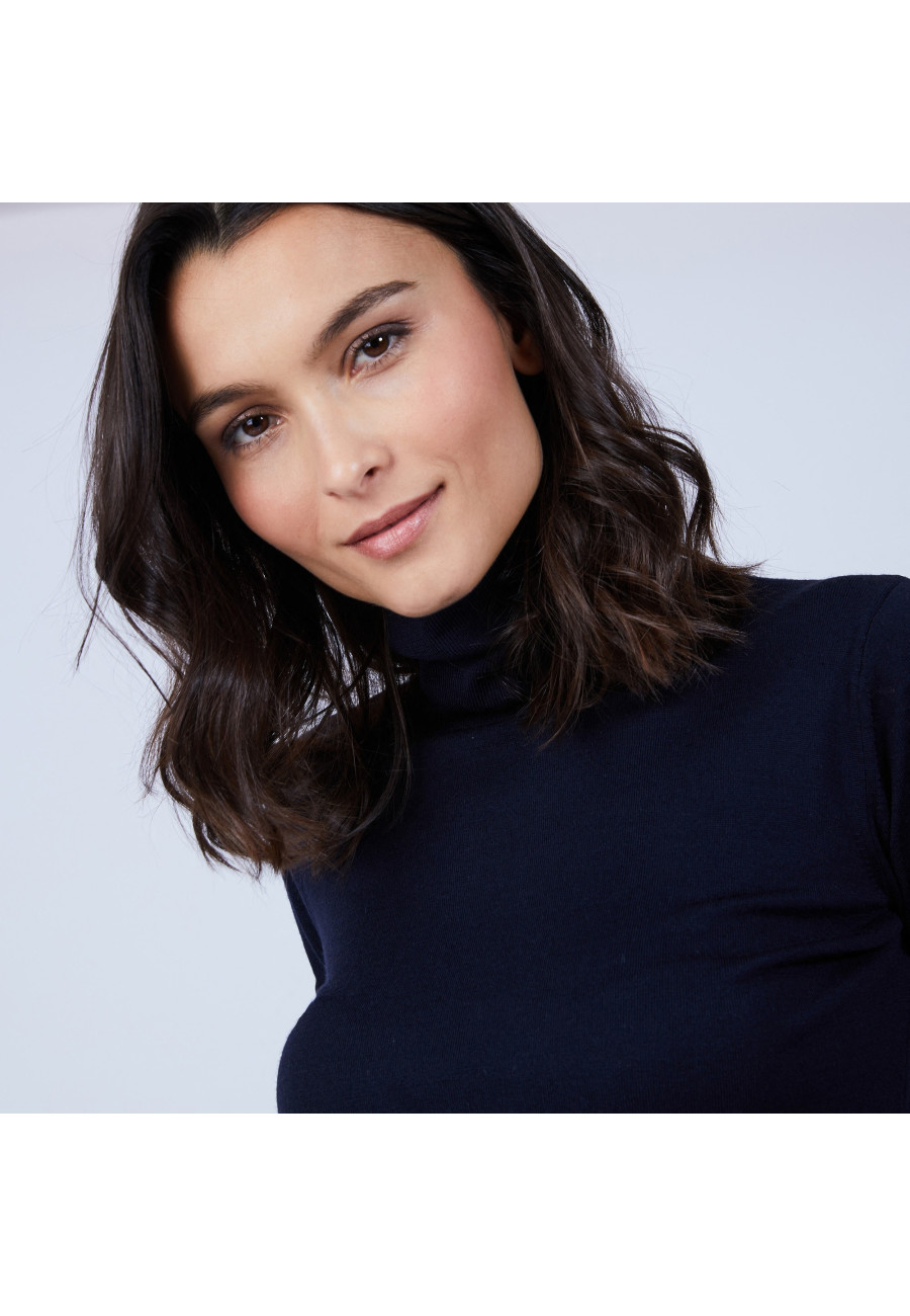 Roll-neck jumper in merino wool - Beha