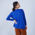 Pull ample à poches en laine mérinos - Beatrice 6644 iris - 48 Bleu roi