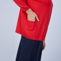 Pull ample à poches en laine mérinos - Beatrice 6680 ecarlate - 52 Rouge