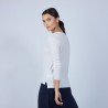 Pull col rond avec fente en laine mérinos - Betina 6600 blanc - 02 Blanc