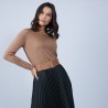 Pull col rond avec fente en laine mérinos - Betina 6630 camel - 88 Camel