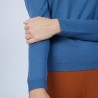 Pull col rond avec fente en laine mérinos - Betina 6641 crique - 84 Bleu pétrole