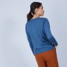 Pull col rond avec fente en laine mérinos - Betina 6641 crique - 84 Bleu pétrole
