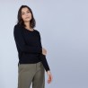 Pull col rond avec fente en laine mérinos - Betina 6610 noir - 01 Noir