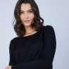 Pull col rond avec fente en laine mérinos - Betina 6610 noir - 01 Noir