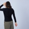 Pull col rond avec fente en laine mérinos - Betina 6610 noir - 01 Noir