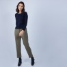 Pull col rond avec fente en laine mérinos - Betina 6640 marine - 05 Bleu marine