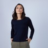 Pull col rond avec fente en laine mérinos - Betina 6640 marine - 05 Bleu marine