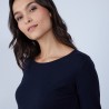 Pull col rond avec fente en laine mérinos - Betina 6640 marine - 05 Bleu marine