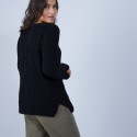 Pull avec fentes en soie et laine velours - Bonno