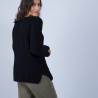 Pull avec fentes en soie et laine velours - Bonno 6610 noir - 01 Noir