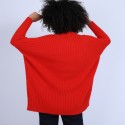 Pull géométrique ample en laine & alpaga - Safir 6680 ecarlate - 52 Rouge