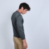 Pull col rond en laine et soie - Barsam 6611 gris anthracite - 10 Gris foncé