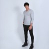 Pull col V en laine mérinos - Badyss 6612 gris clair - 11 gris clair